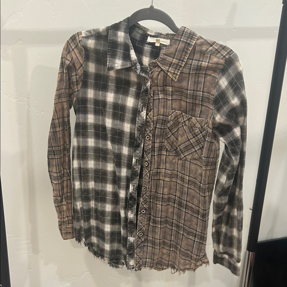 Two toned Plaid Patchwork Shirt